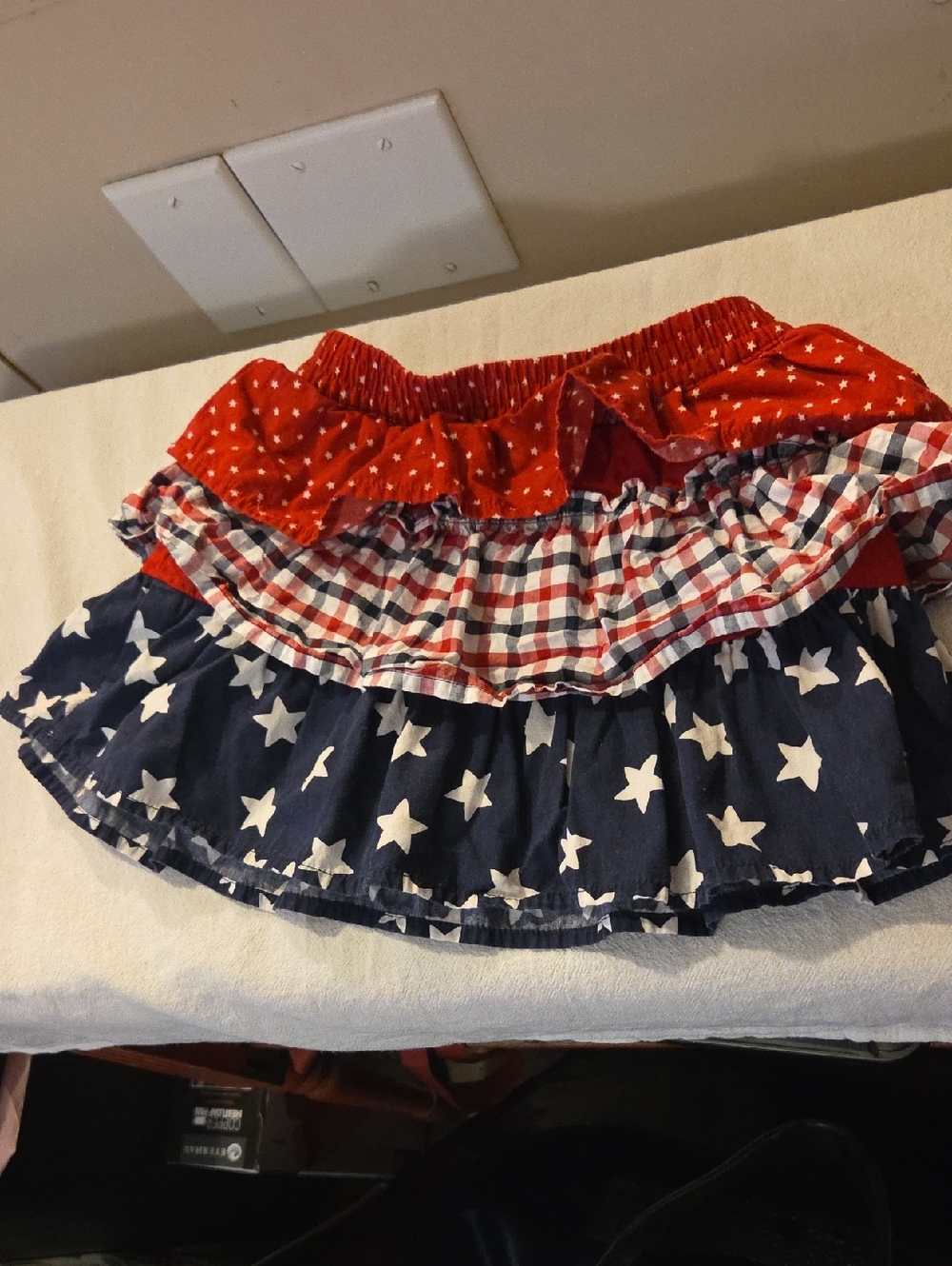 Patriotic Red, White & Blue Tiered Ruffle Skirt Size 3T